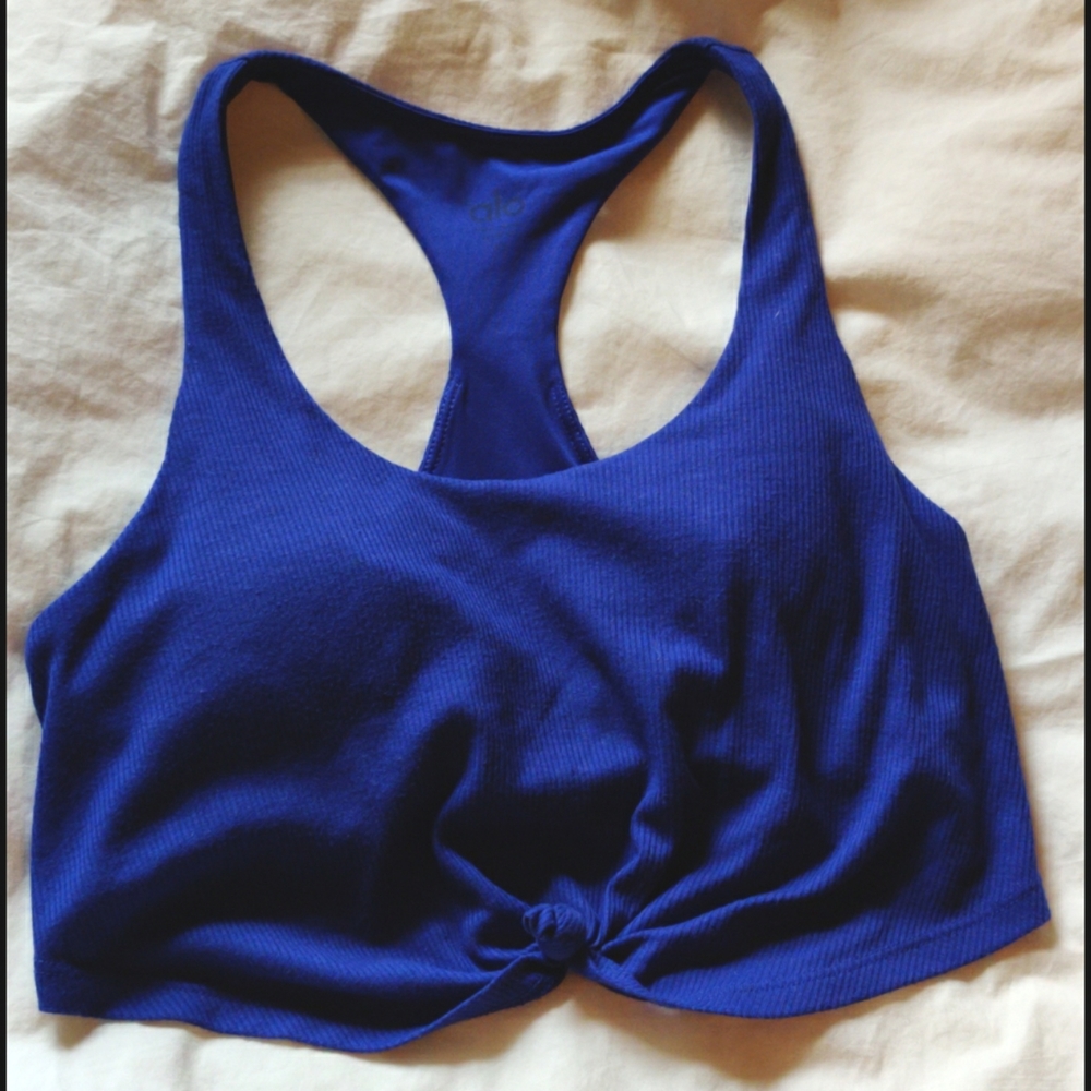 ALO Yoga // Knot Tank Bra in Sapphire Blue